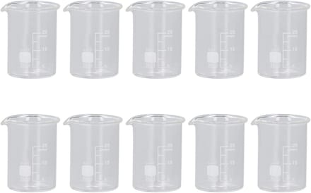 Glazen Bekers - Maatbekers Set - Experimenten Lab - Borosilicaatglas - 25ml Capaciteit - Transparant