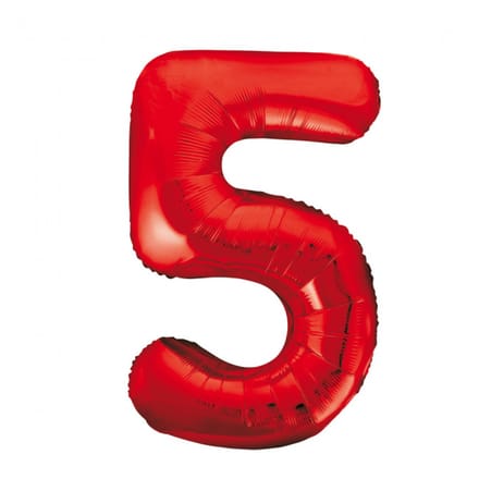 Wefiesta - Folieballon Cijfer 5 Rood - 86 cm