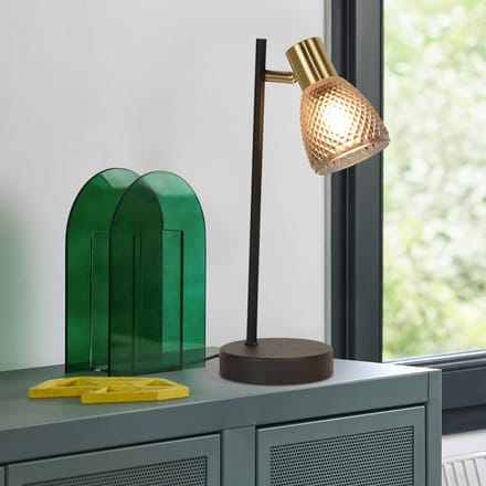 COREP Tafellamp Giada, zwart/rookgrijs, hoogte 35 cm, metaal/glas