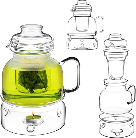 Risel 1,5L hittebestendige kan met warmer + theefilter