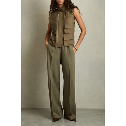 Reiss Grace Pocket Stitch Gillet Khaki Größe: S | Gilets Outlet | Damen | Braun