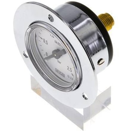 0..2.5 Bar Paneelmontage Manometer Staal/Messing 40 mm Klasse 2.5 (Voorflens) - MW02P540SH-FP