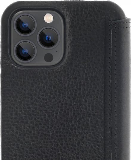 Minim Hoesje Echt Leer Book Case Zwart Geschikt voor Apple iPhone 13 Pro Max