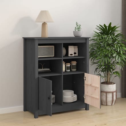 vidaXL - Dressoir - 83x41,5x100 - cm - massief - grenenhout - grijs
