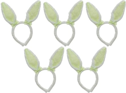 Decoris Konijnoren Diadeem wit groen - 5x - Verkleedaccessoire - Polyester - Unisex - 21,5x24 cm