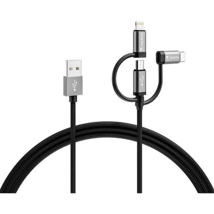 Varta 57937101111 USB-kabel USB-A stekker, USB-micro-B stekker, USB-C stekker, Apple Lightning stekker 2.00 m Meerdere kleuren