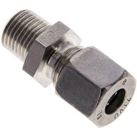 8L & R1/4'' RVS Rechte Knelfitting Buitendraad 315bar ISO 8434-1