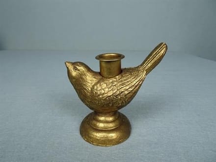 Kandelaar op voet Vogel (links) goudkleur, 11x7x10m