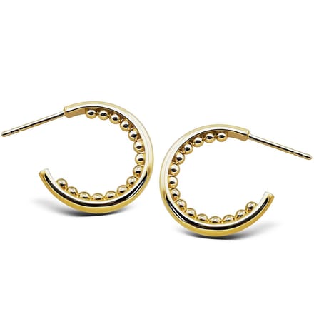 JWLS4U JE026G Oorringen Balls zilver goudkleurig.
