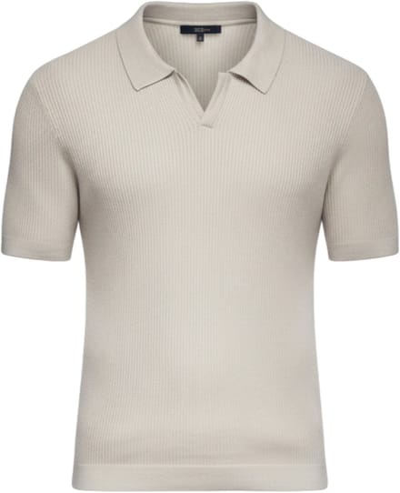 OMBRE Polo - Slim Fit - Viscose - Korte Mouw Lichtgrijs S