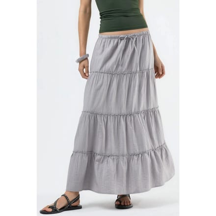 Hoge Taille Textuur A-Lijn Maxi Rok
