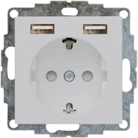 Kopp Inbouwstopcontact Athenis Randaarde 1-polig + 2 Usb Grijs Ip20