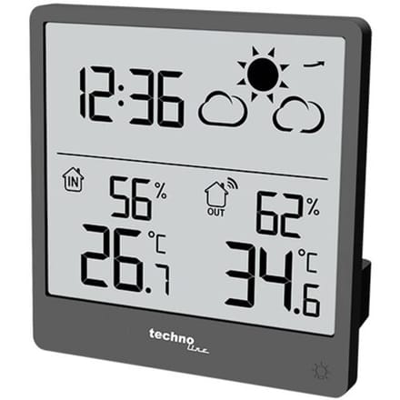 Technoline weerstation WS9138 - 90x93x45 mm - zwart - met 1 buitensensor - TL-WS9138