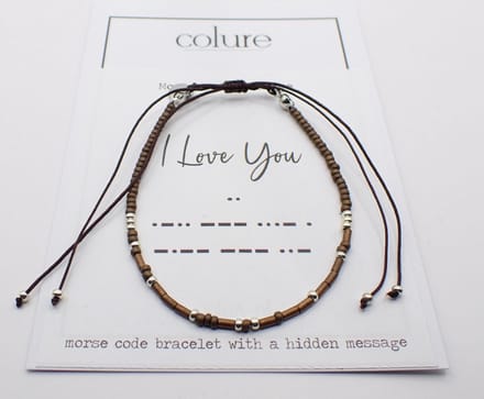 Colure® morse code armband bruin I Love You