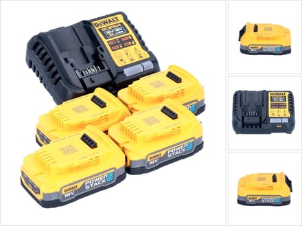 DeWalt DCB 1104 E4 accustartset 12 V / 18 V 4x Powerstack-accu 1,7 Ah + DCB 1104 lader