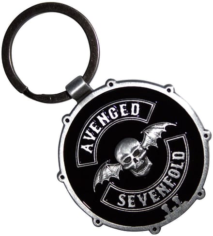 Avenged Sevenfold - Deathbat Crest Drum Double-Sided Sleutelhanger - Zwart/Zilverkleurig
