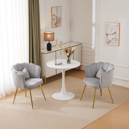 OKWISH Eetkamerstoelen - 62x54,5x77 cm - Set Van 2 Met Bloemvorm Rugleuning En Armleuningen - Fluweel - Grijs