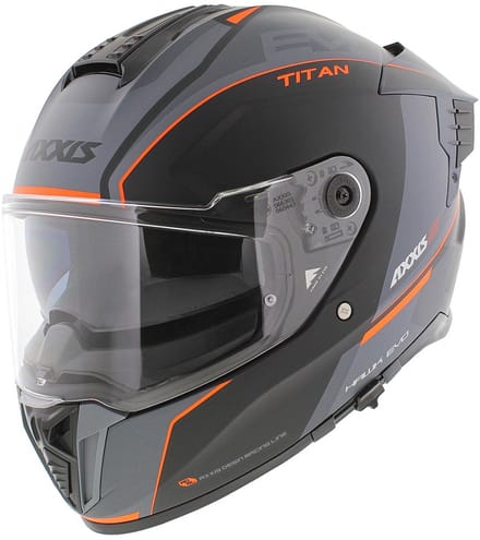 Axxis Hawk SV Evo Integraal helm Titan B4 mat zwart oranje grijs