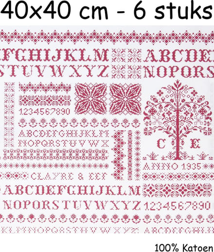 Clayre & Eef Servetten - Rood - 40 x 40 cm - 6 stuks