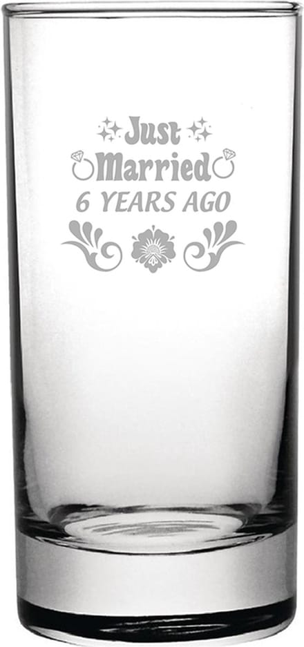 Gegraveerde longdrinkglas 28,5cl Just Married 6 years ago