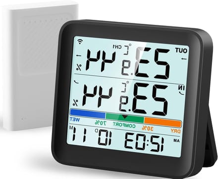 Digitale Weerstations - Hygrometer Thermometer - Binnen Buiten Meten - Draadloze Sensor - 100 Meter Bereik - Zwart