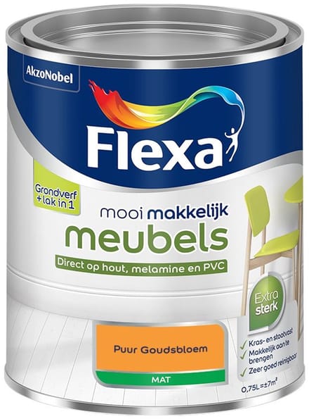 Flexa - Mooi Makkelijk Meubels Mat - Puur Goudsbloem - Mengverf - 750 Ml