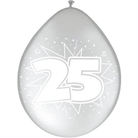 25 Jaar Zilveren Ballonnen - 8 stuks
