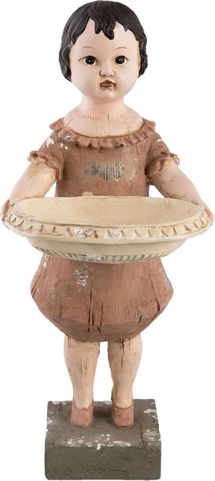 Clayre & Eef Decoratie Beeld Meisje 15x13x31 cm Beige Kunststof