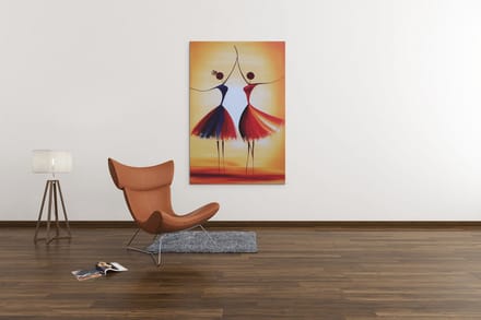 Canvas Schilderij - Abstract Vrouwen - Dansen - Kunst - Wanddecoratie - 150x100x2 cm