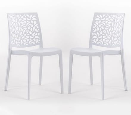 Set van 2 Witte Hars Stoelen met Glasvezel - Geschikt voor Binnen en Buiten