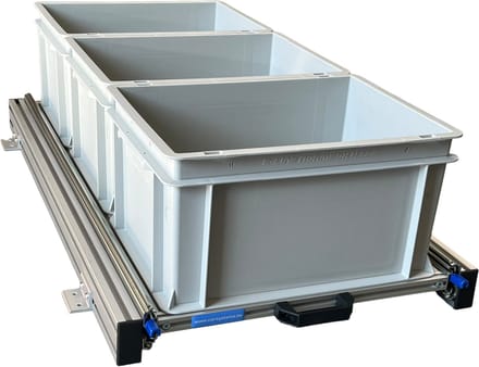Aluminium schuifframe voor camper 90x40 cm inclusief 3 open bakken