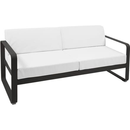 Fermob - BELLEVIE 2-zitsbank - 42 drop mat - 81 witgrijs - zwart