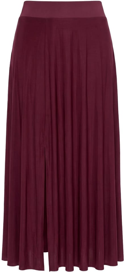 Ulla Popken - Dames - Maxi-rok stretch elastische tailleband - Bes - Maat 46+