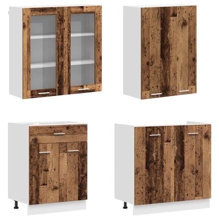 vidaXL - Keukenblok - LYON - 4 - st - Oud - hout - Bewerkt - hout