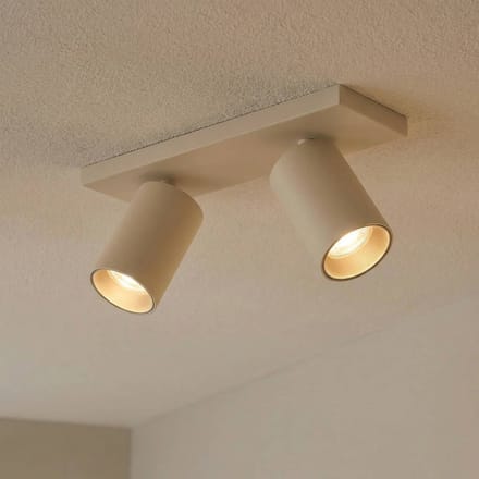 Arcchio spot Brinja, bruin, hoekig, Ø 6 cm, 2-lamps, GU10