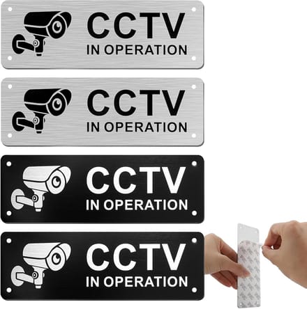 4x Zelfklevend Waarschuwingsbord Camerabewaking voor Binnen en Buiten