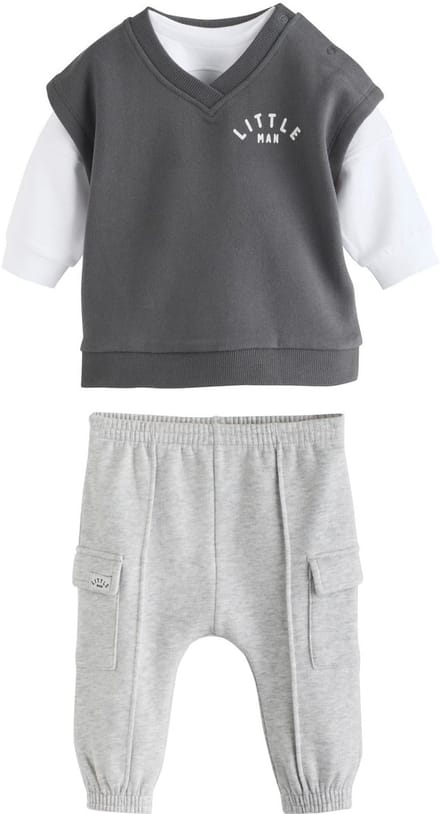Next - Jongens - Babyset van gilettop en legging - Grijs