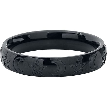 etNox Mond und Pentagramm Unisex Ring - zwart - 65