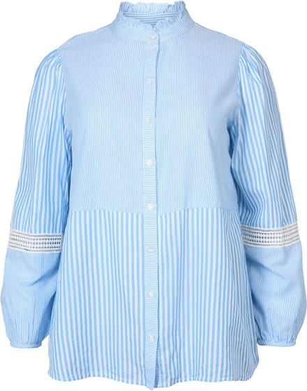 ZIZZI MFIA, L/S, SHIRT Dames Blouse - Blue - Maat M (46-48)