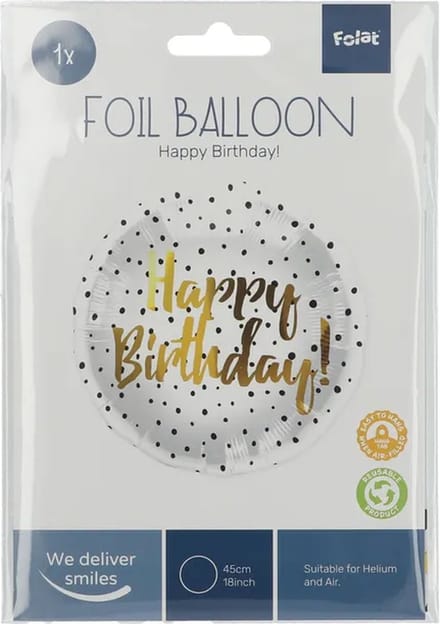 Folieballon Verjaardag Stippen Zwart - 45 cm