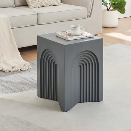 Bijzettafel Elverumn mdf 45x35x35 cm grijs mat [en.casa]
