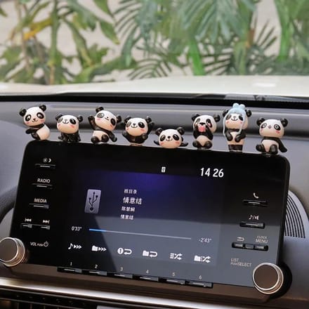 8 stks/set Leuke Panda Auto Accessoires Interieur Grappig Speelgoed Auto Decoratie Dashboard Mini Cartoon DIY Auto Ornament Decor Supplies white