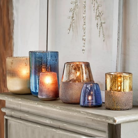 LOBERON Windlicht set van 6 Paro blauw