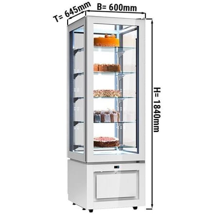 GGM Gastro Panoramavitrine - 324 Liter - 600mm - 5 Ablagen - Weiß Wit