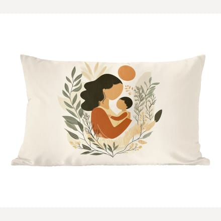 Sierkussens - Kussentjes Woonkamer - 60x40 cm - Illustratie - Moeder - Kind - Liefdevol