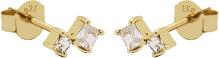 Karma Oorbellen Zirconia Double Squared | Goud