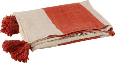 J-Line plaid Strand Groeven - katoen - koraal - 185 x 135 cm