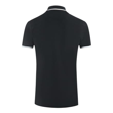 Aquascutum Branded Collar Black Polo Shirt