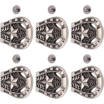 6 Set Schroefklinknagel voor Leer Legering 25x27mm Oud Zilver Hoefijzervorm met 4.5mm PH Schroeven gray