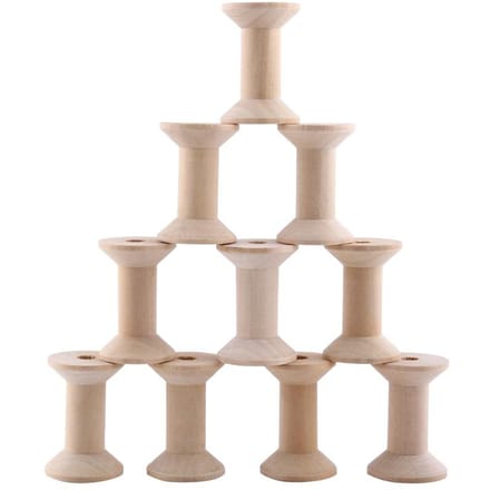 10pcs Wooden Empty Thread Spools Natural Wood Color 47mm x31mm beige